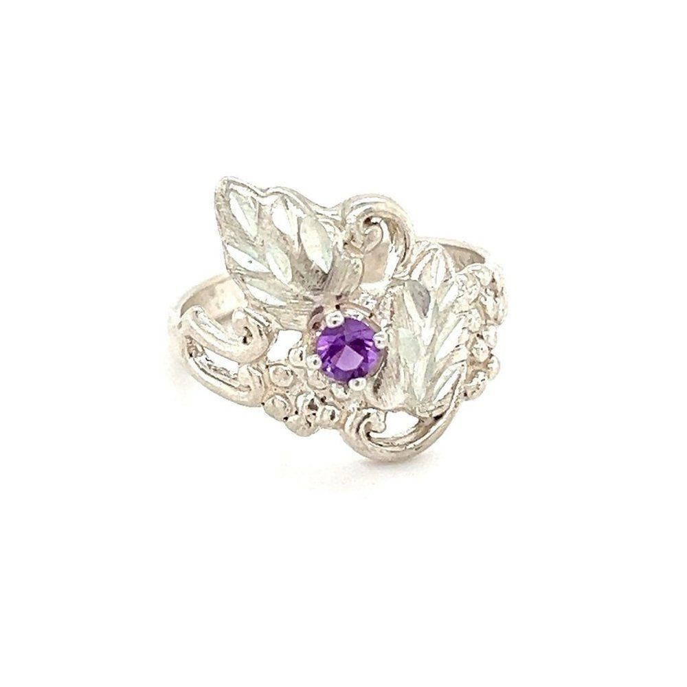 Grape-Shaped‎ Amethyst Sterling Silver Small Ring
